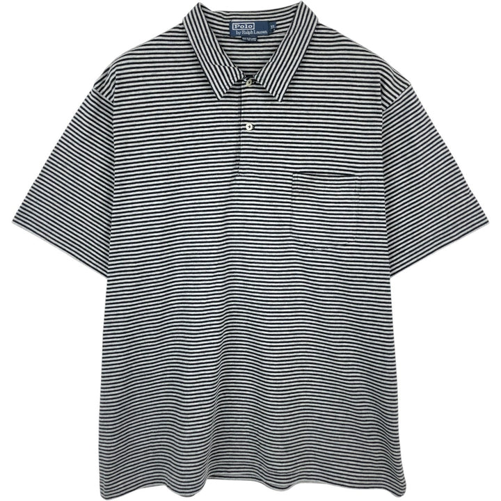 Ralph Lauren POLO by Ralph Lauren short sleeve striped polo shirt, men's XL size cotton black type Vintage Second Hand
