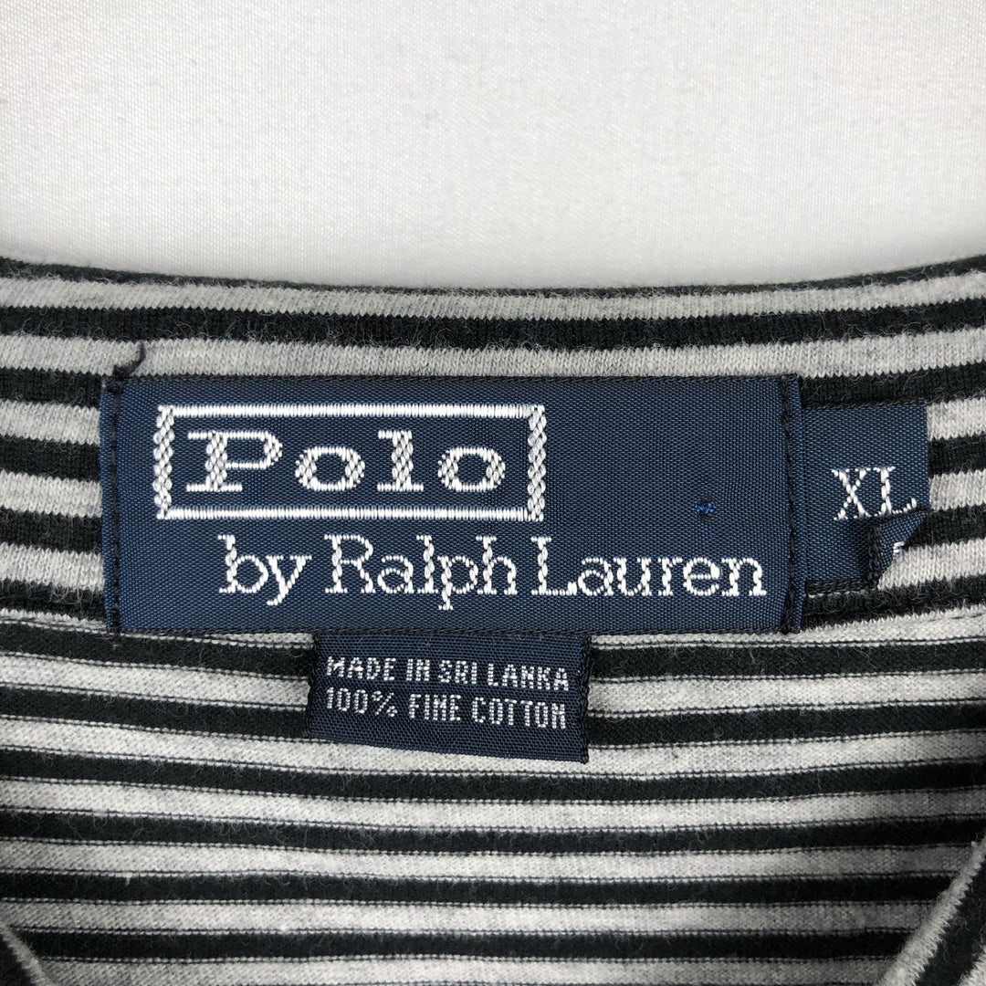 Ralph Lauren POLO by Ralph Lauren short sleeve striped polo shirt, men's XL size cotton black type Vintage Second Hand