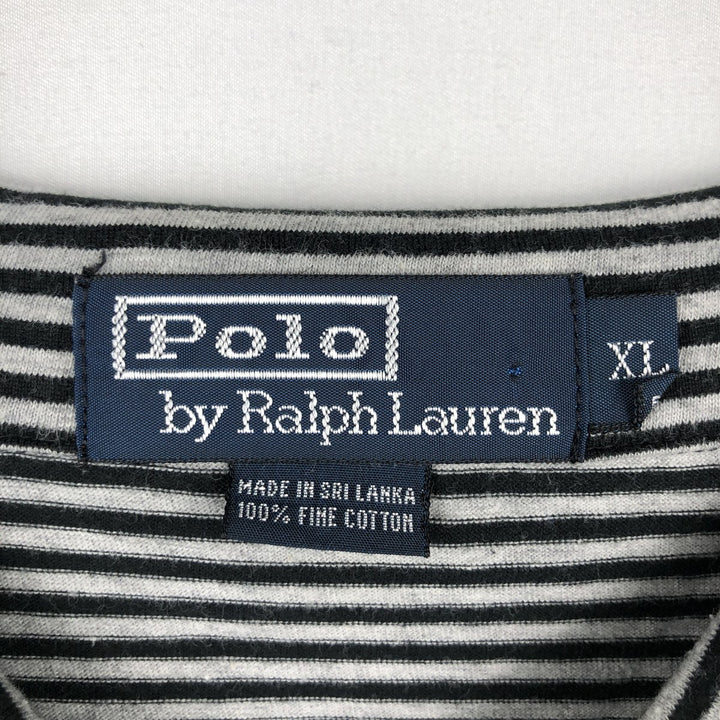 Ralph Lauren POLO by Ralph Lauren short sleeve striped polo shirt, men's XL size cotton black type Vintage Second Hand