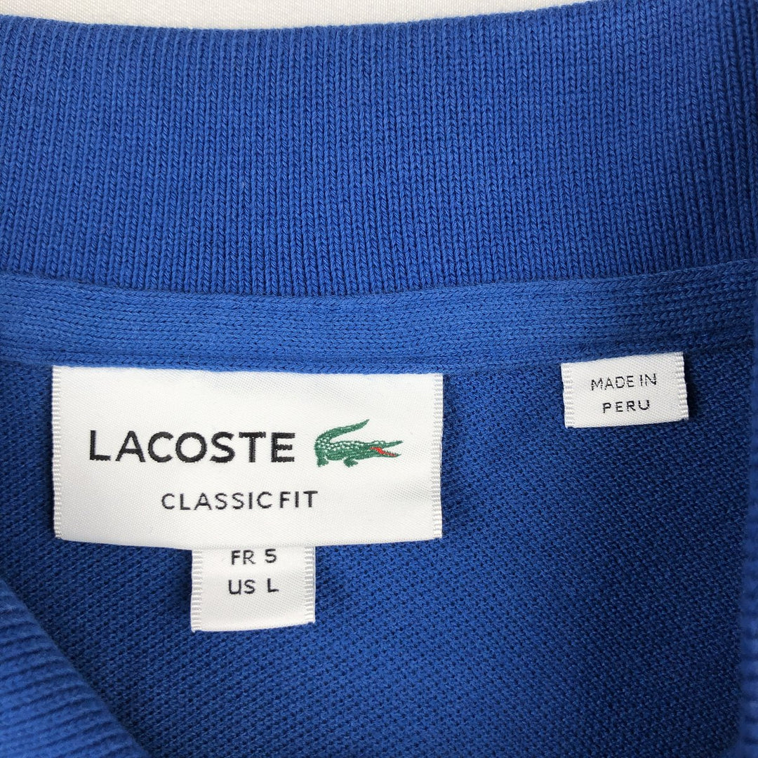 Lacoste Classic Fit short sleeve polo shirt size 5, men's size L cotton blue type Vintage Second Hand