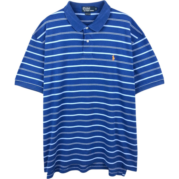 Ralph Lauren POLO by Ralph Lauren Multi-border short sleeve striped polo shirt Men's XL size cotton blue type Vintage Second Hand