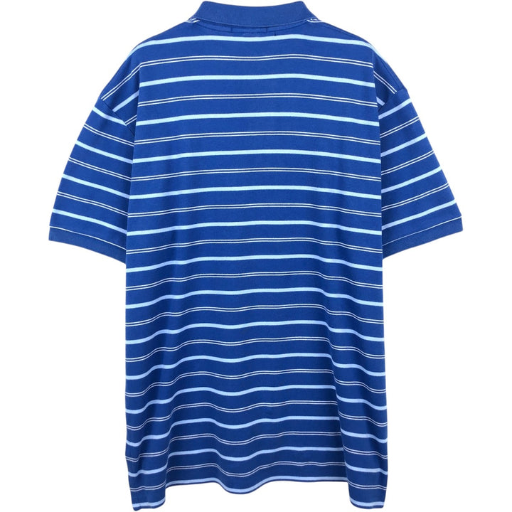 Ralph Lauren POLO by Ralph Lauren Multi-border short sleeve striped polo shirt Men's XL size cotton blue type Vintage Second Hand