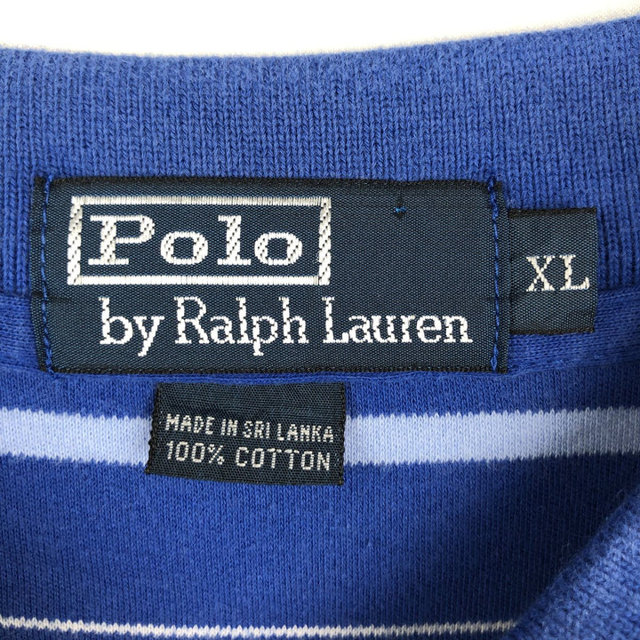 Ralph Lauren POLO by Ralph Lauren Multi-border short sleeve striped polo shirt Men's XL size cotton blue type Vintage Second Hand