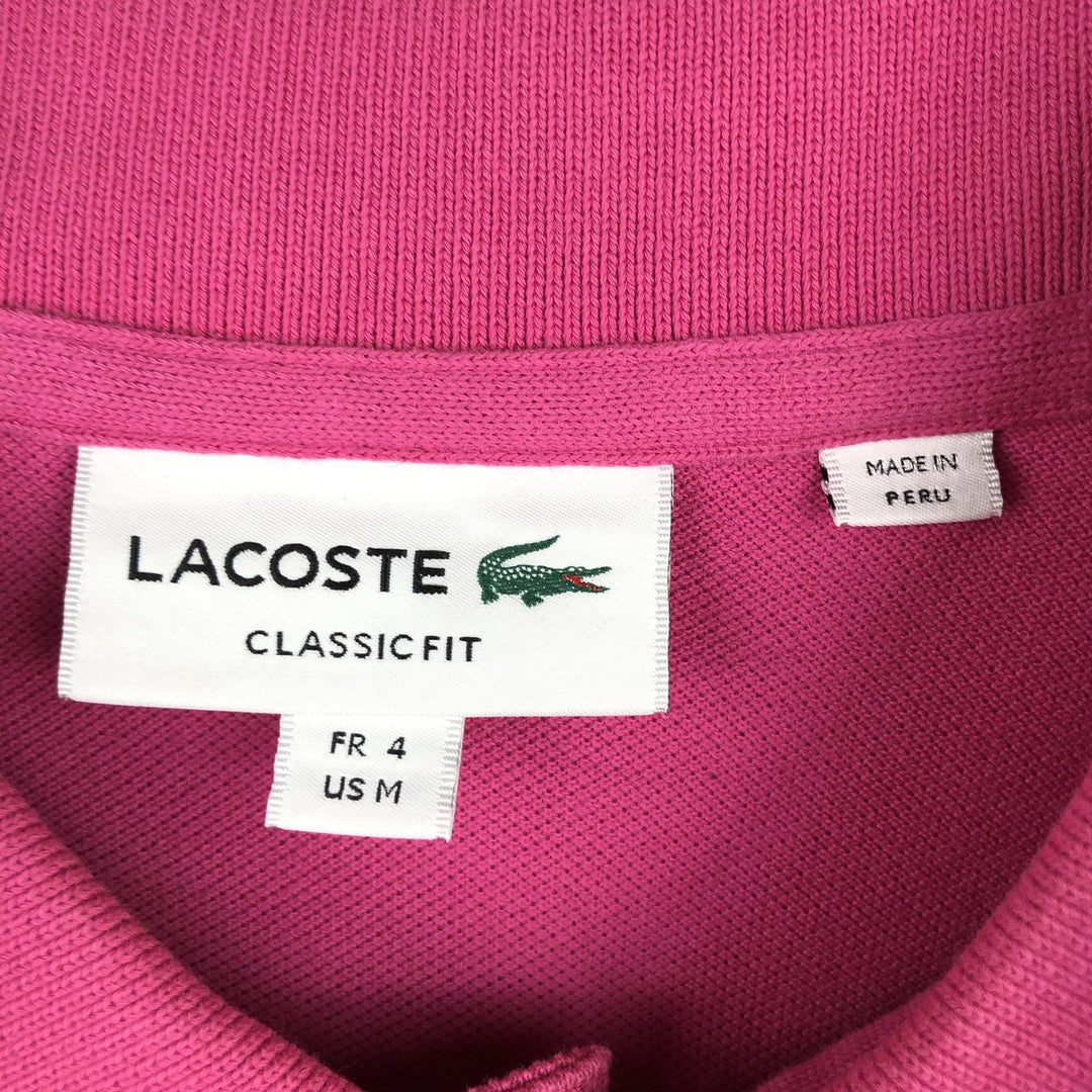 Lacoste Classic Fit short sleeve polo shirt, men's size M cotton pink type Vintage Second Hand
