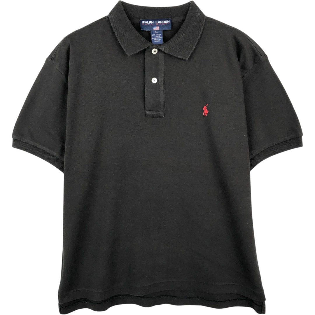 Ralph Lauren POLO SPORT short sleeve polo shirt, men's size L cotton black type Vintage Second Hand