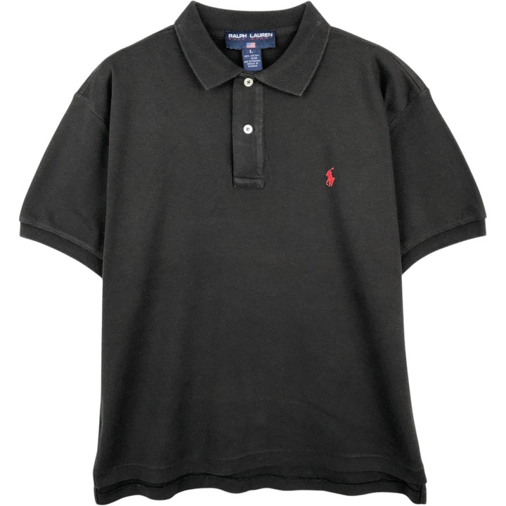 Ralph Lauren POLO SPORT short sleeve polo shirt, men's size L cotton black type Vintage Second Hand