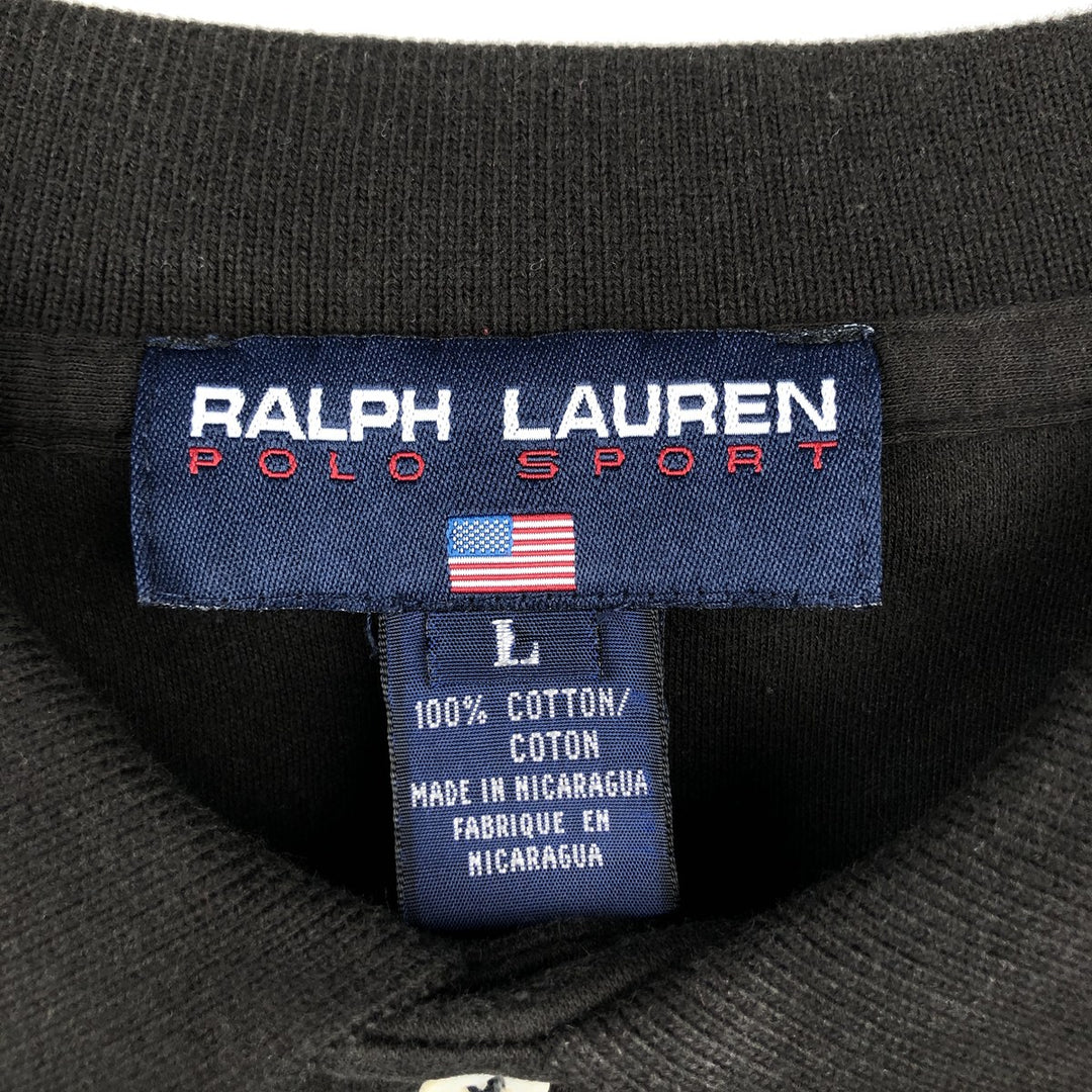 Ralph Lauren POLO SPORT short sleeve polo shirt, men's size L cotton black type Vintage Second Hand