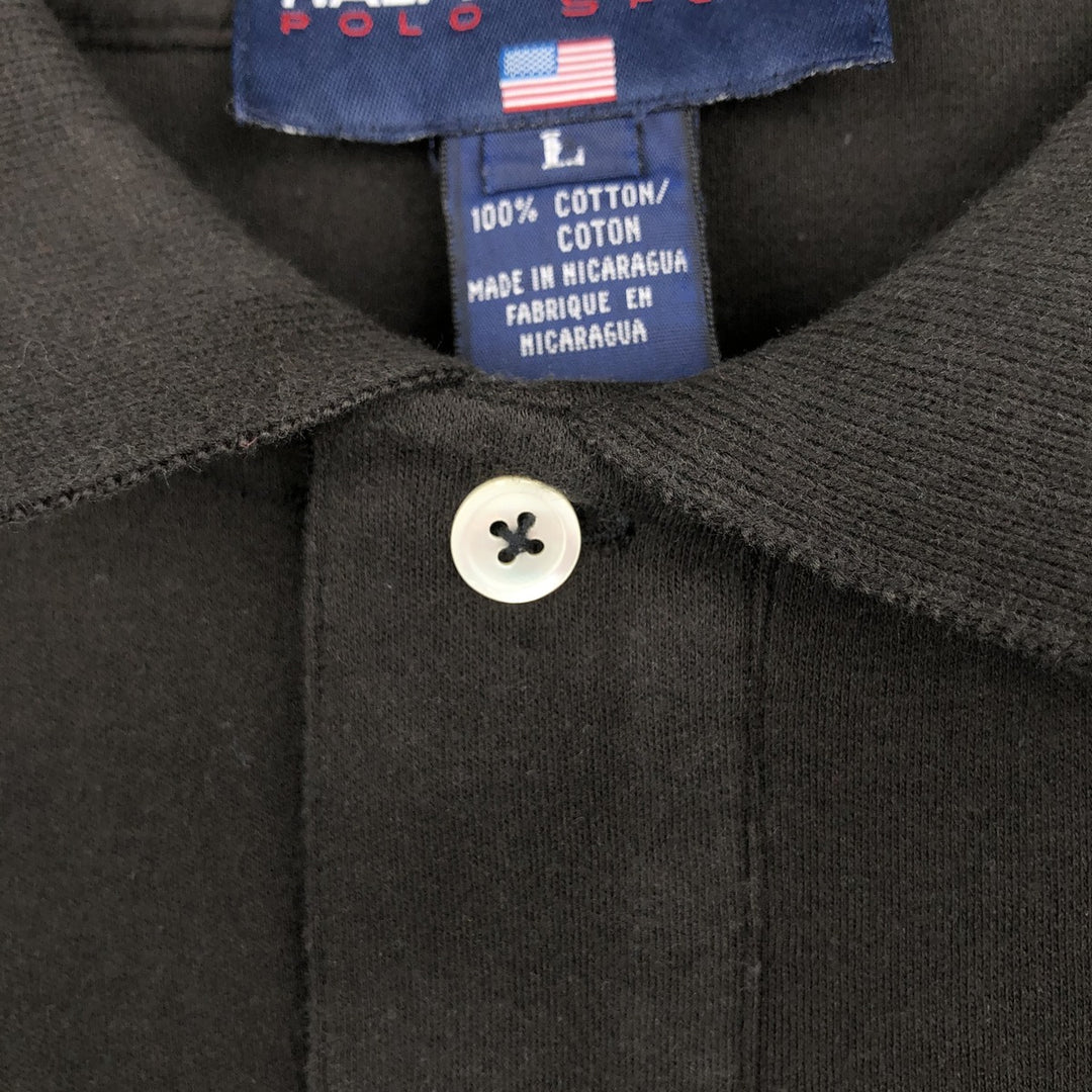 Ralph Lauren POLO SPORT short sleeve polo shirt, men's size L cotton black type Vintage Second Hand