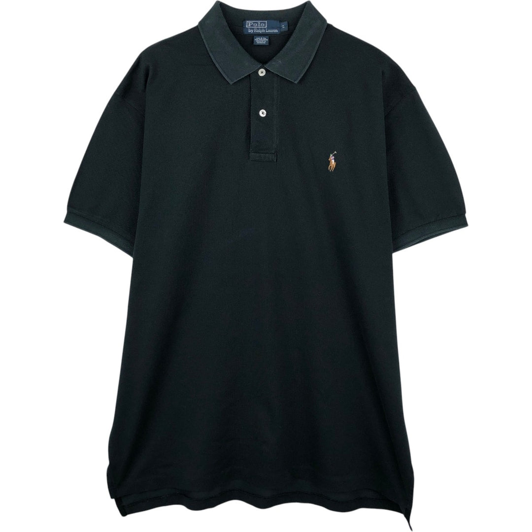 Ralph Lauren POLO by Ralph Lauren short sleeve polo shirt, men's size L Pima Cotton black type Vintage Second Hand