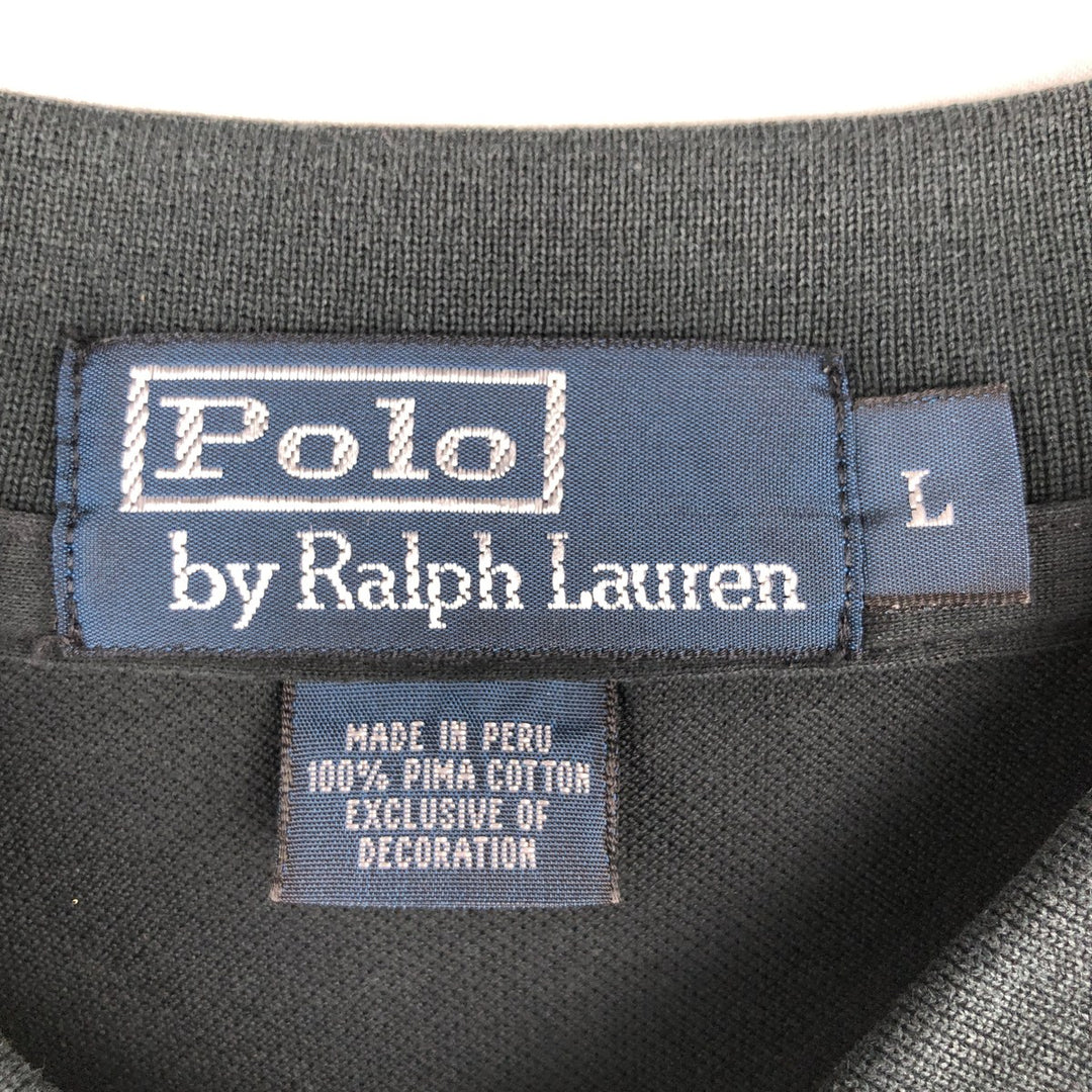 Ralph Lauren POLO by Ralph Lauren short sleeve polo shirt, men's size L Pima Cotton black type Vintage Second Hand