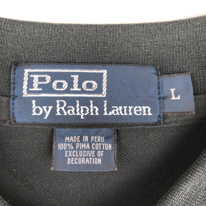 Ralph Lauren POLO by Ralph Lauren short sleeve polo shirt, men's size L Pima Cotton black type Vintage Second Hand