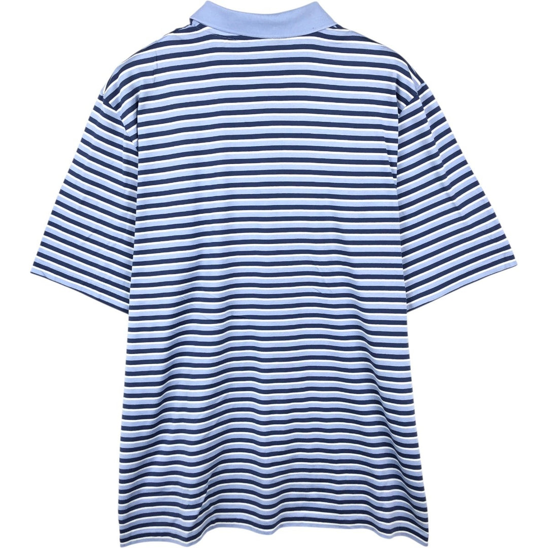 Ralph Lauren POLO GOLF Multi-border short sleeve striped polo shirt Men's XL size Pima Cotton Blue type light blue Vintage Second Hand