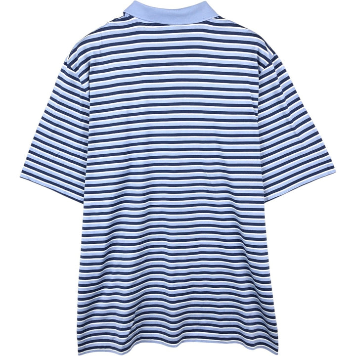 Ralph Lauren POLO GOLF Multi-border short sleeve striped polo shirt Men's XL size Pima Cotton Blue type light blue Vintage Second Hand