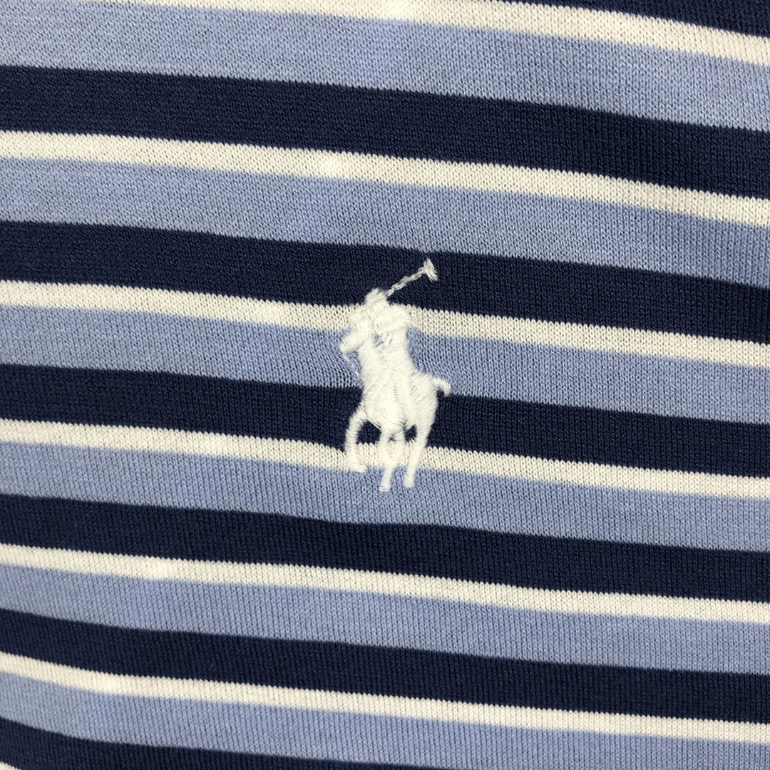 Ralph Lauren POLO GOLF Multi-border short sleeve striped polo shirt Men's XL size Pima Cotton Blue type light blue Vintage Second Hand