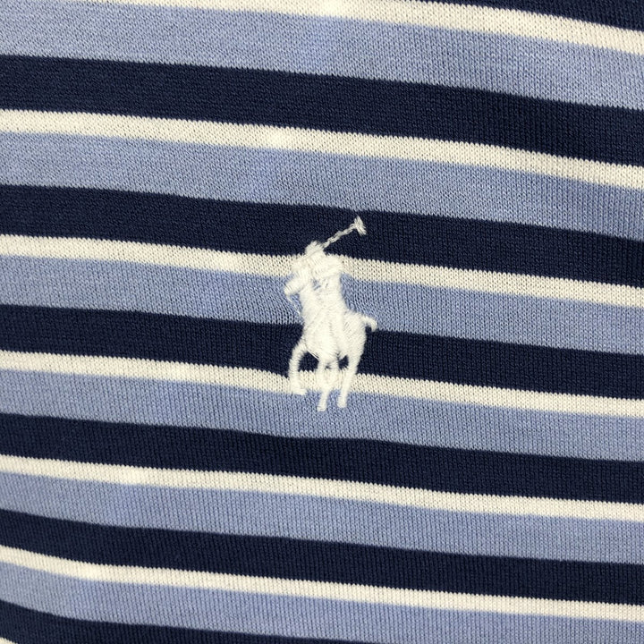 Ralph Lauren POLO GOLF Multi-border short sleeve striped polo shirt Men's XL size Pima Cotton Blue type light blue Vintage Second Hand