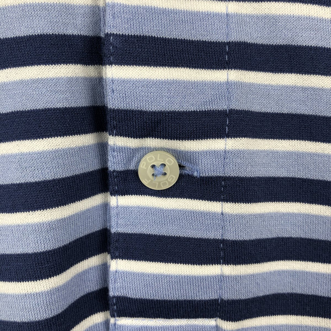 Ralph Lauren POLO GOLF Multi-border short sleeve striped polo shirt Men's XL size Pima Cotton Blue type light blue Vintage Second Hand