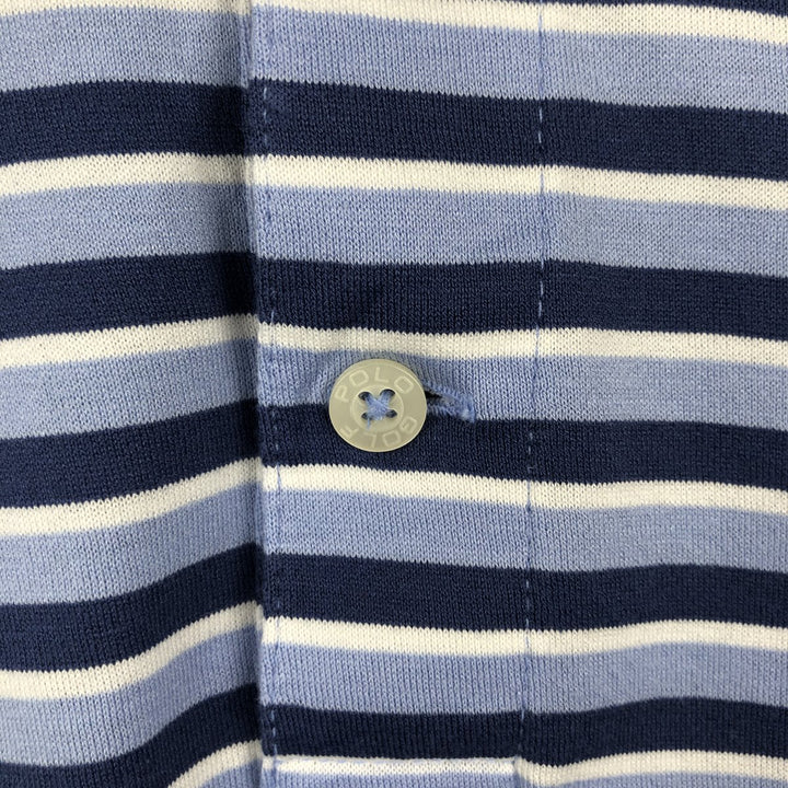 Ralph Lauren POLO GOLF Multi-border short sleeve striped polo shirt Men's XL size Pima Cotton Blue type light blue Vintage Second Hand