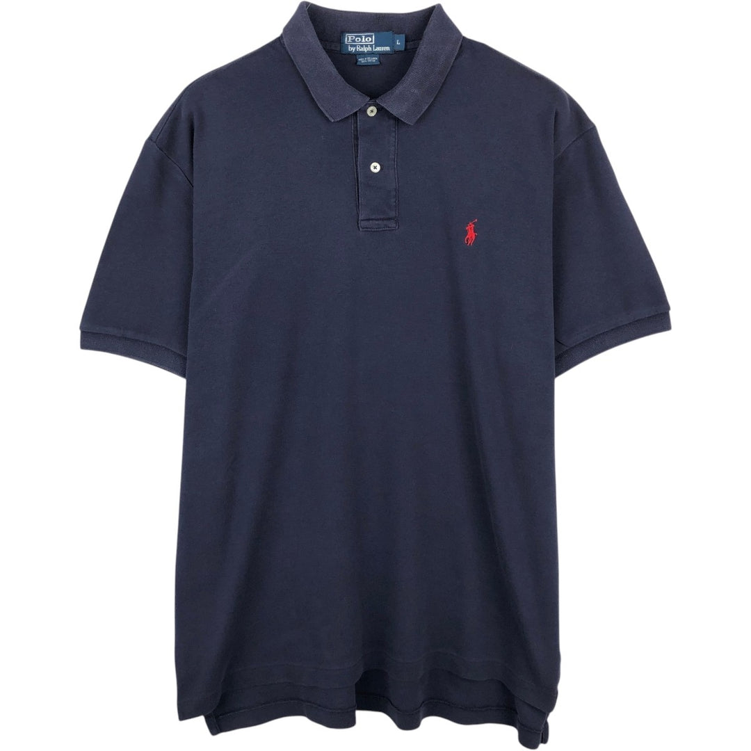 Ralph Lauren POLO by Ralph Lauren short sleeve polo shirt, men's size L cotton navy blue type Vintage Second Hand