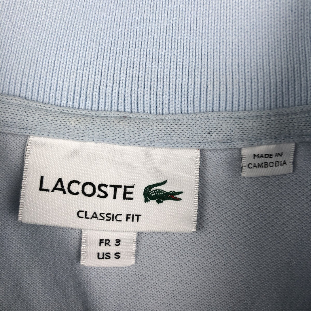 Lacoste CLASSIC FIT Short-Sleeve Polo Shirt, Men's Size S (approx.) cotton Blue type light blue Vintage Second Hand