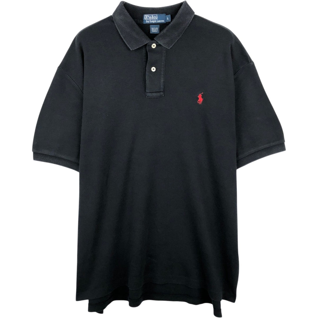 Ralph Lauren POLO by Ralph Lauren short sleeve polo shirt, men's size L cotton black type Vintage Second Hand
