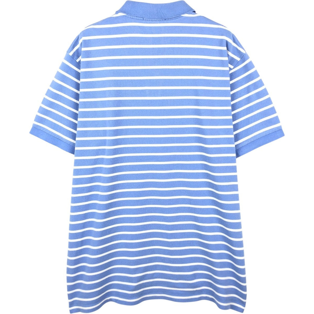 Ralph Lauren POLO by Ralph Lauren short sleeve striped polo shirt, men's XL size cotton Blue type light blue Vintage Second Hand
