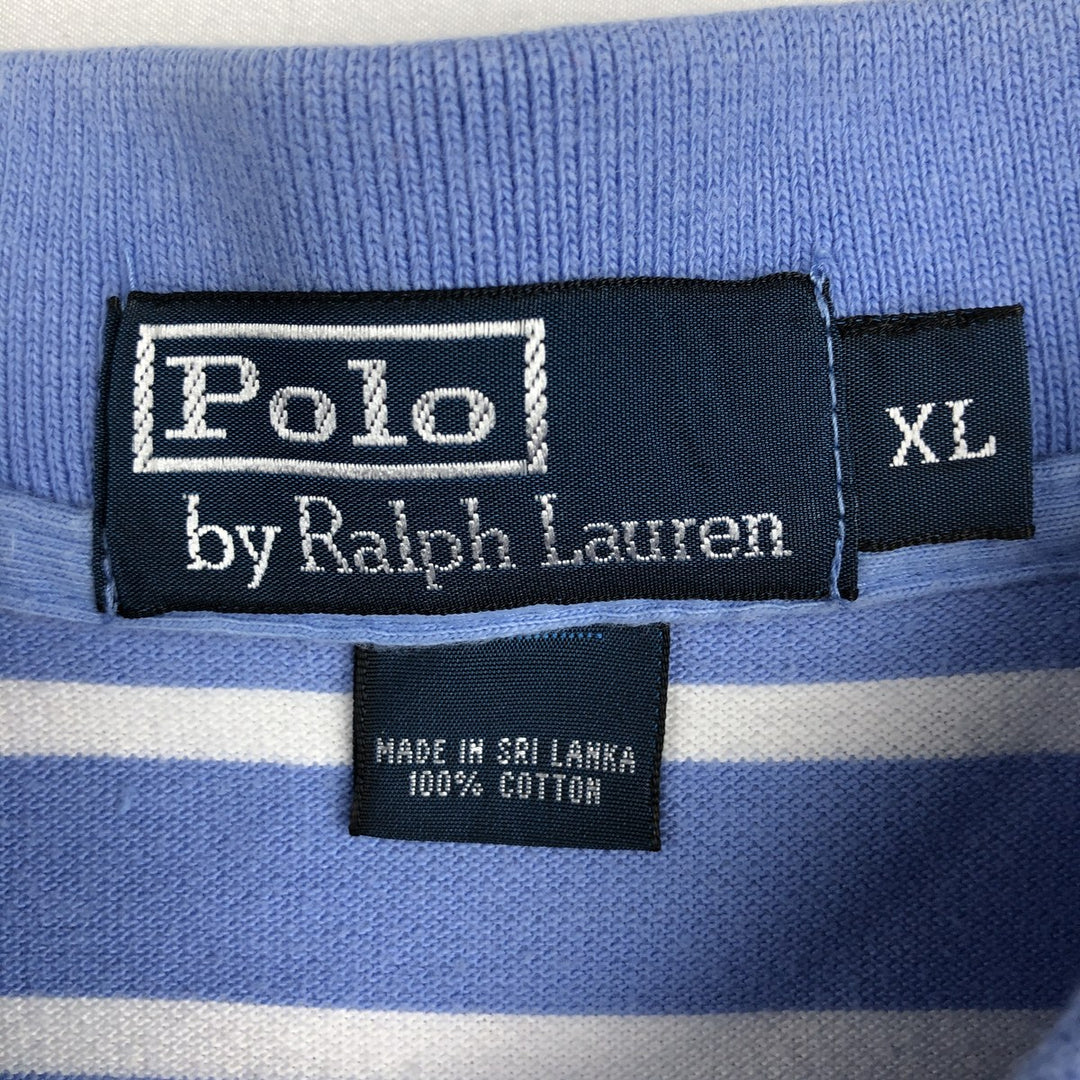 Ralph Lauren POLO by Ralph Lauren short sleeve striped polo shirt, men's XL size cotton Blue type light blue Vintage Second Hand