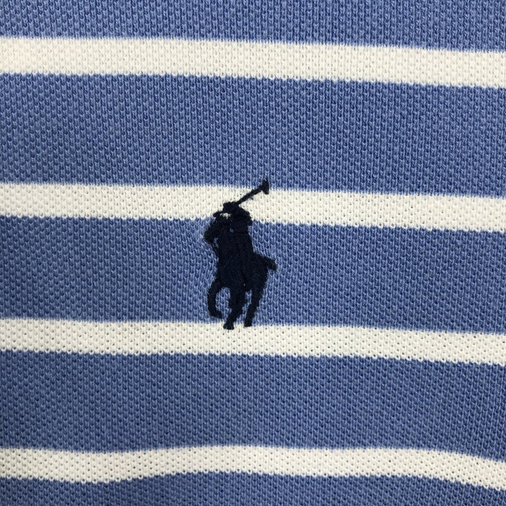 Ralph Lauren POLO by Ralph Lauren short sleeve striped polo shirt, men's XL size cotton Blue type light blue Vintage Second Hand