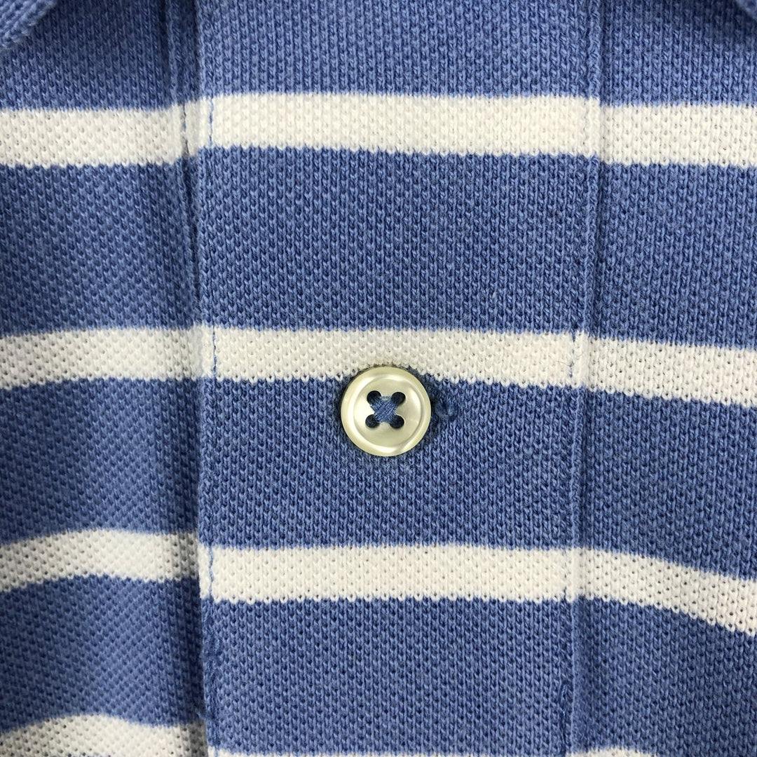 Ralph Lauren POLO by Ralph Lauren short sleeve striped polo shirt, men's XL size cotton Blue type light blue Vintage Second Hand