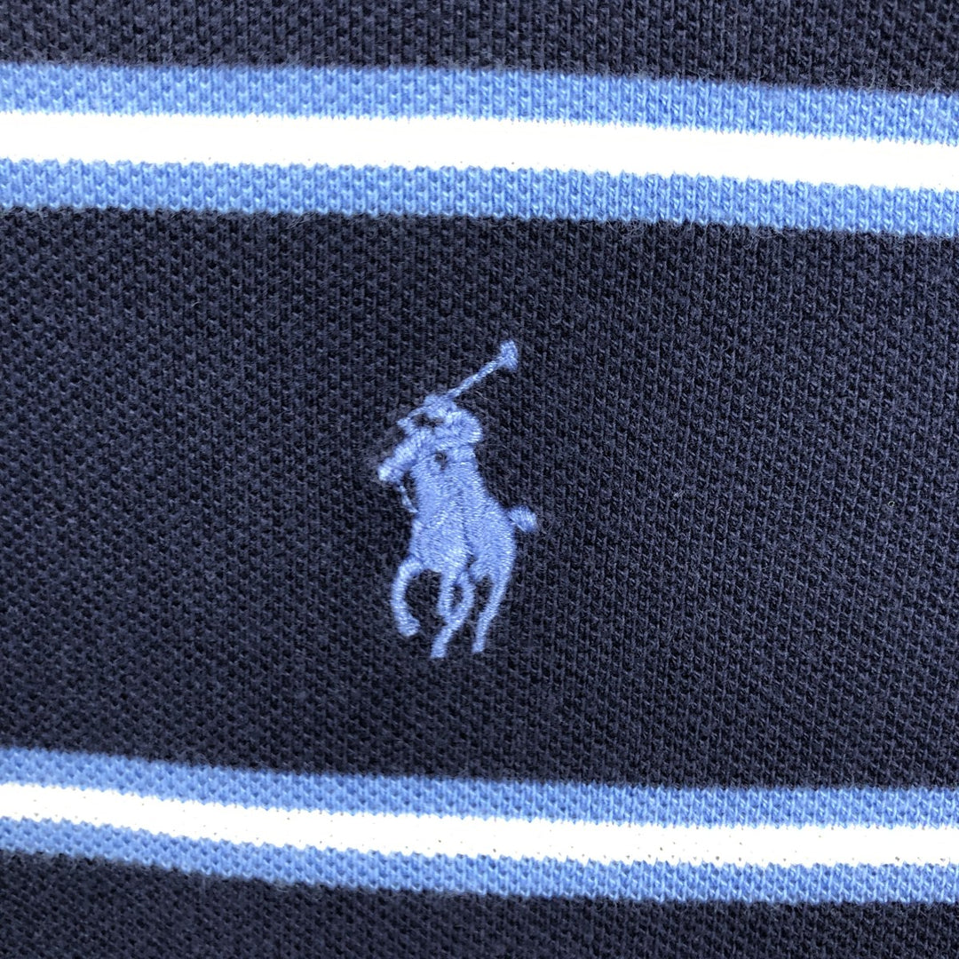 Ralph Lauren POLO by Ralph Lauren Multi-border short sleeve striped polo shirt Men's size L cotton navy blue type Vintage Second Hand