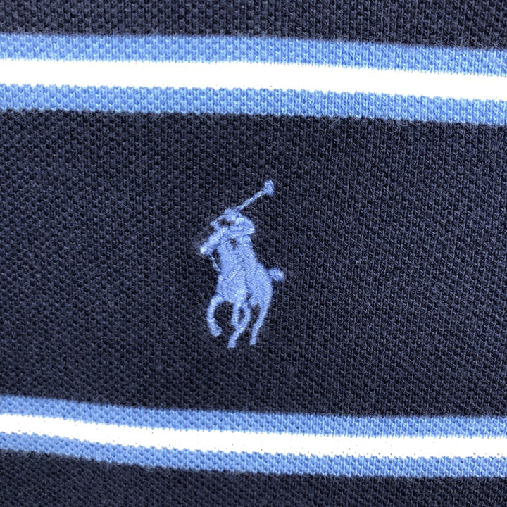 Ralph Lauren POLO by Ralph Lauren Multi-border short sleeve striped polo shirt Men's size L cotton navy blue type Vintage Second Hand
