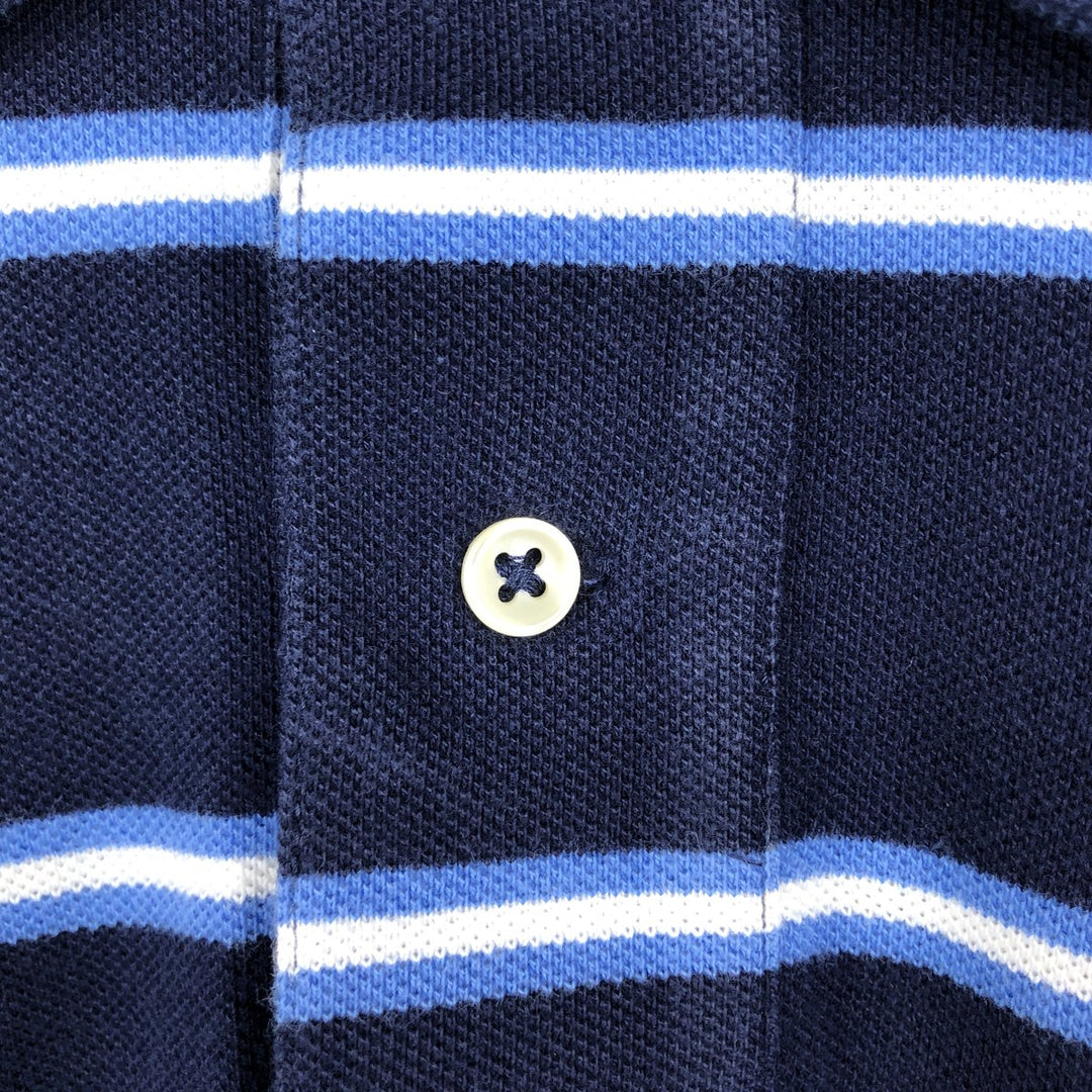 Ralph Lauren POLO by Ralph Lauren Multi-border short sleeve striped polo shirt Men's size L cotton navy blue type Vintage Second Hand