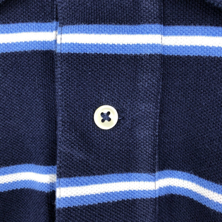 Ralph Lauren POLO by Ralph Lauren Multi-border short sleeve striped polo shirt Men's size L cotton navy blue type Vintage Second Hand