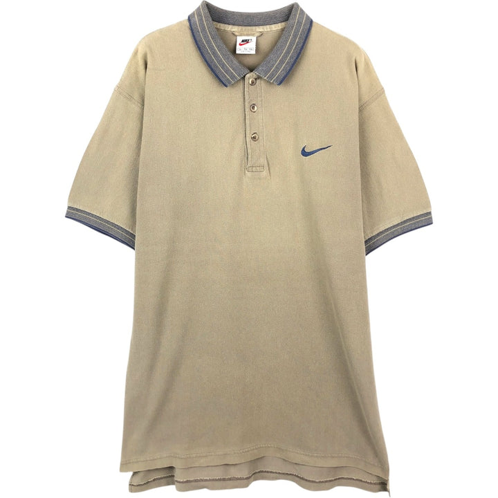 90'S Nike short sleeve polo shirt, men's XL size, vintage unclear Beige type Vintage Second Hand