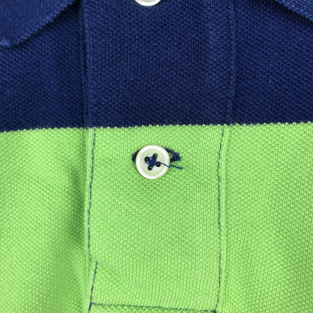 Ralph Lauren POLO RALPH LAUREN CUSTOM FIT Multi-Border Short Sleeve Polo Shirt, Men's Size L cotton navy blue type Vintage Second Hand