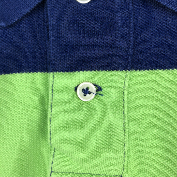 Ralph Lauren POLO RALPH LAUREN CUSTOM FIT Multi-Border Short Sleeve Polo Shirt, Men's Size L cotton navy blue type Vintage Second Hand