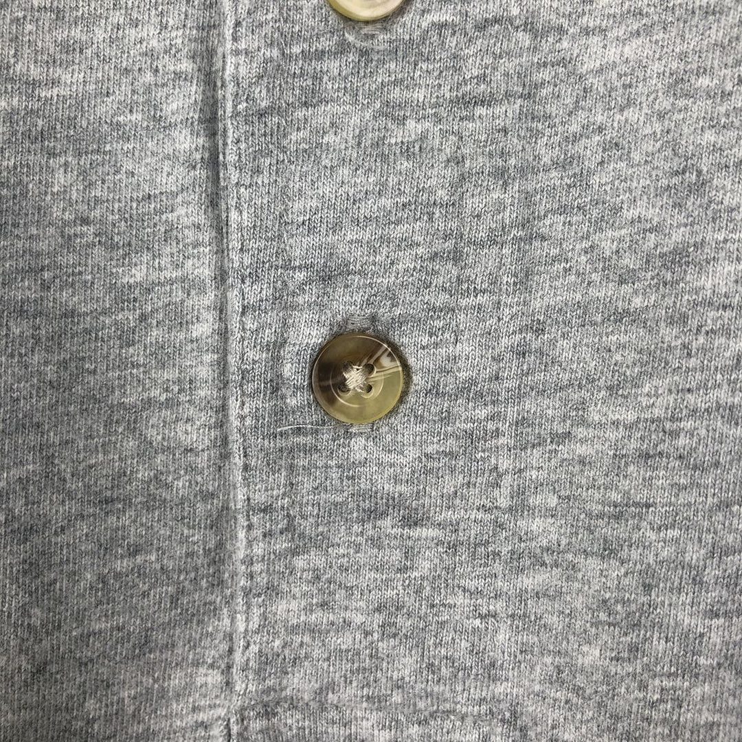 LLBean Henley Neck Short-Sleeve T-Shirt, Men's Size M (approx.) cotton gray type Vintage Second Hand
