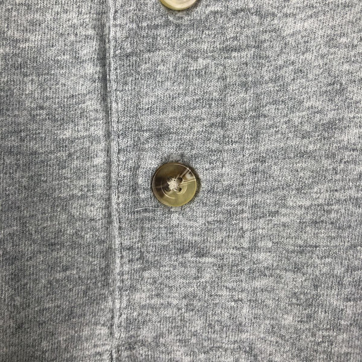 LLBean Henley Neck Short-Sleeve T-Shirt, Men's Size M (approx.) cotton gray type Vintage Second Hand