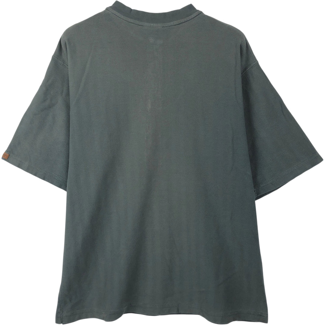 Carhartt Henley neck herringbone short-sleeved T-shirt, men's size XL. unclear Khaki type sage green Vintage Second Hand