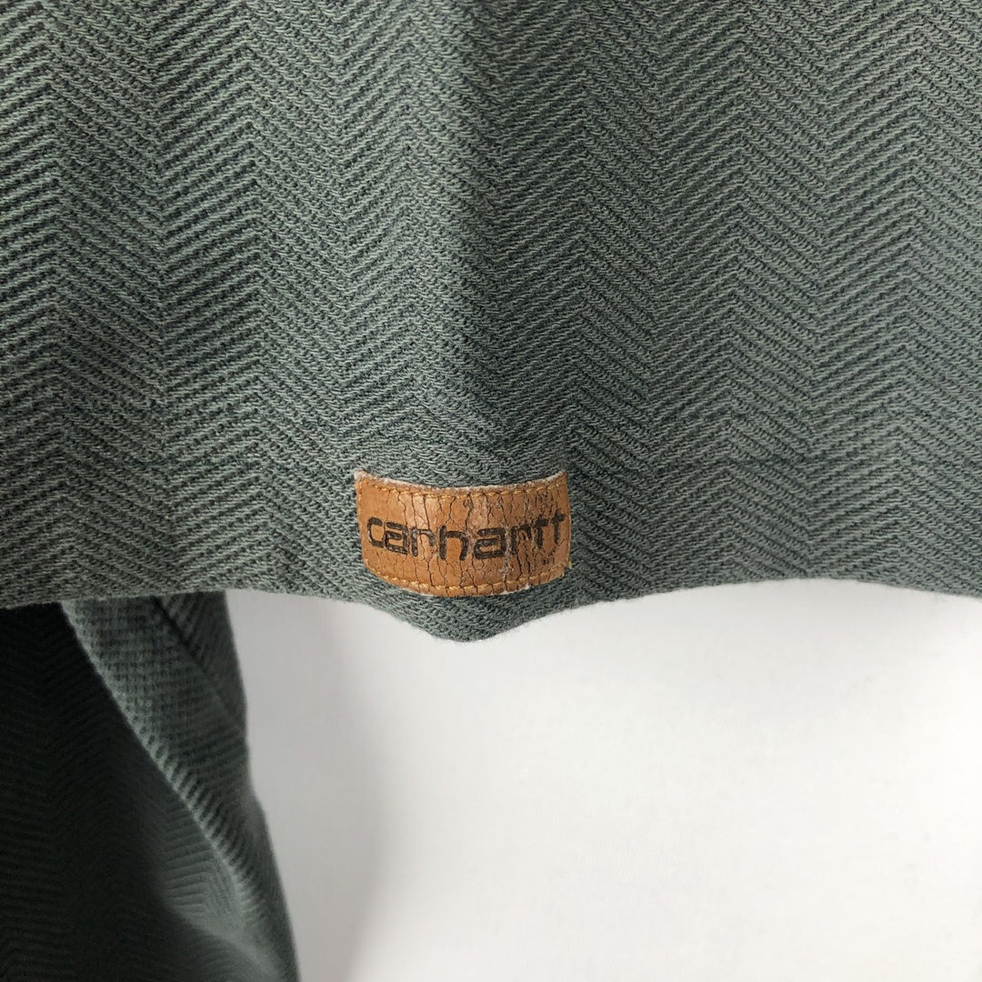Carhartt Henley neck herringbone short-sleeved T-shirt, men's size XL. unclear Khaki type sage green Vintage Second Hand