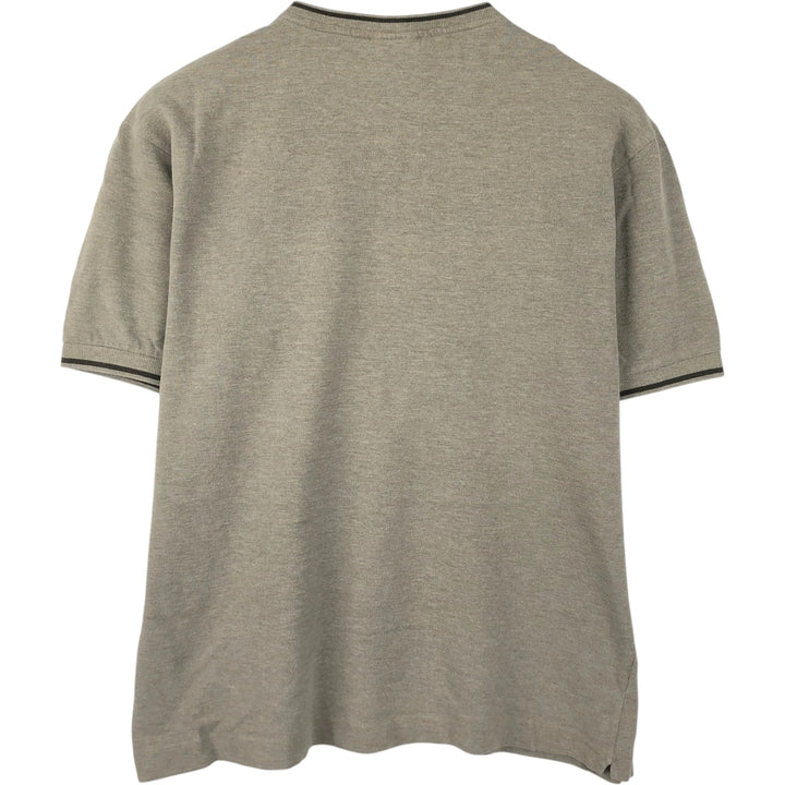 Lacoste V-neck short-sleeved pique T-shirt with a single logo (size 6, equivalent to men's XL) cotton Khaki type Vintage Second Hand