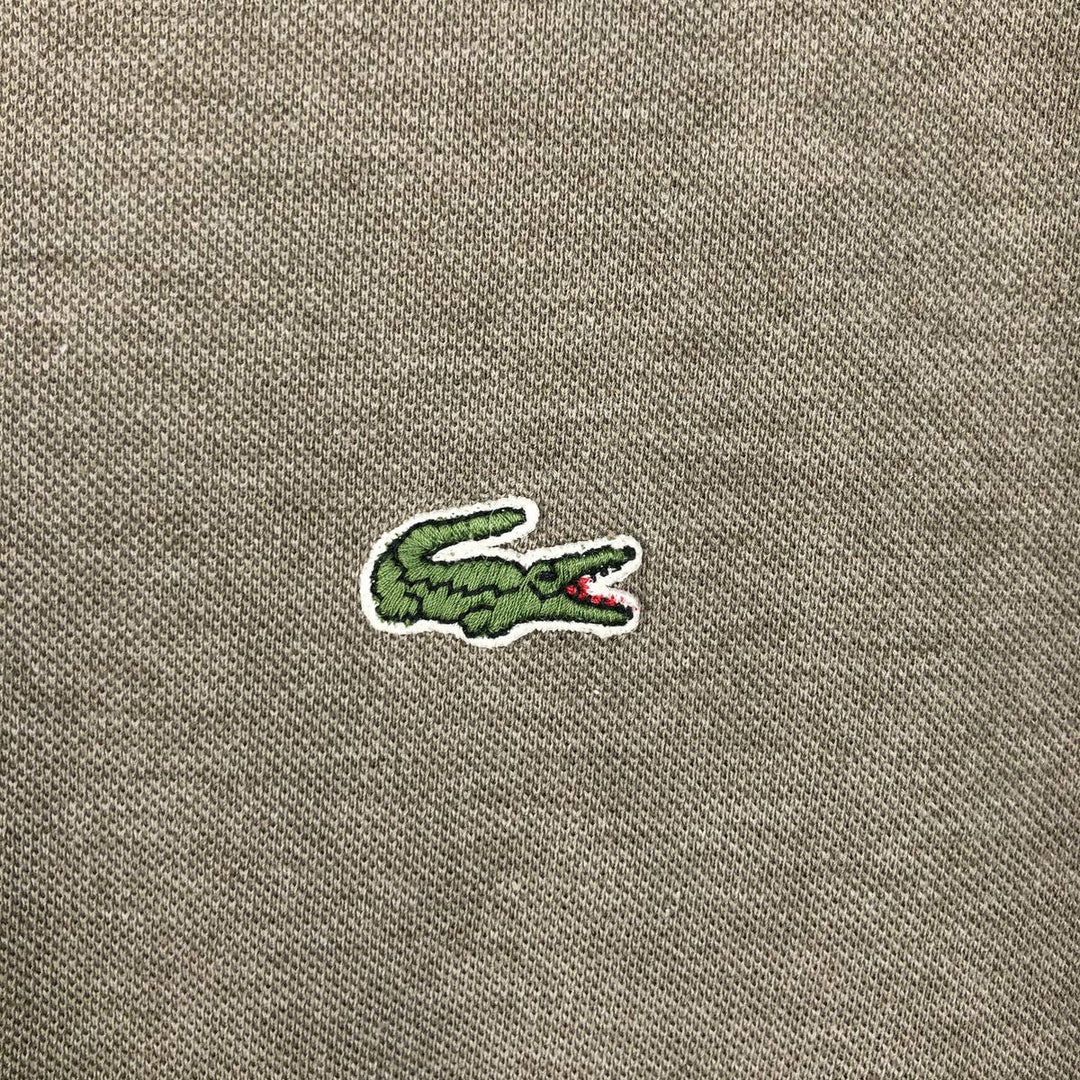 Lacoste V-neck short-sleeved pique T-shirt with a single logo (size 6, equivalent to men's XL) cotton Khaki type Vintage Second Hand