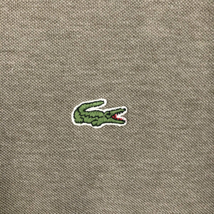Lacoste V-neck short-sleeved pique T-shirt with a single logo (size 6, equivalent to men's XL) cotton Khaki type Vintage Second Hand