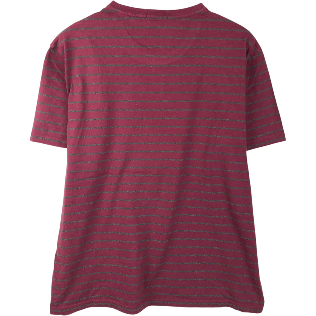 Ralph Lauren POLO RALPH LAUREN Short Sleeve Striped T-Shirt Men's Size L cotton Red type red-purple Vintage Second Hand