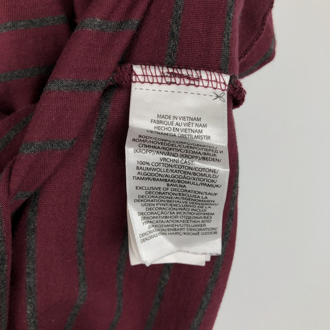 Ralph Lauren POLO RALPH LAUREN Short Sleeve Striped T-Shirt Men's Size L cotton Red type red-purple Vintage Second Hand