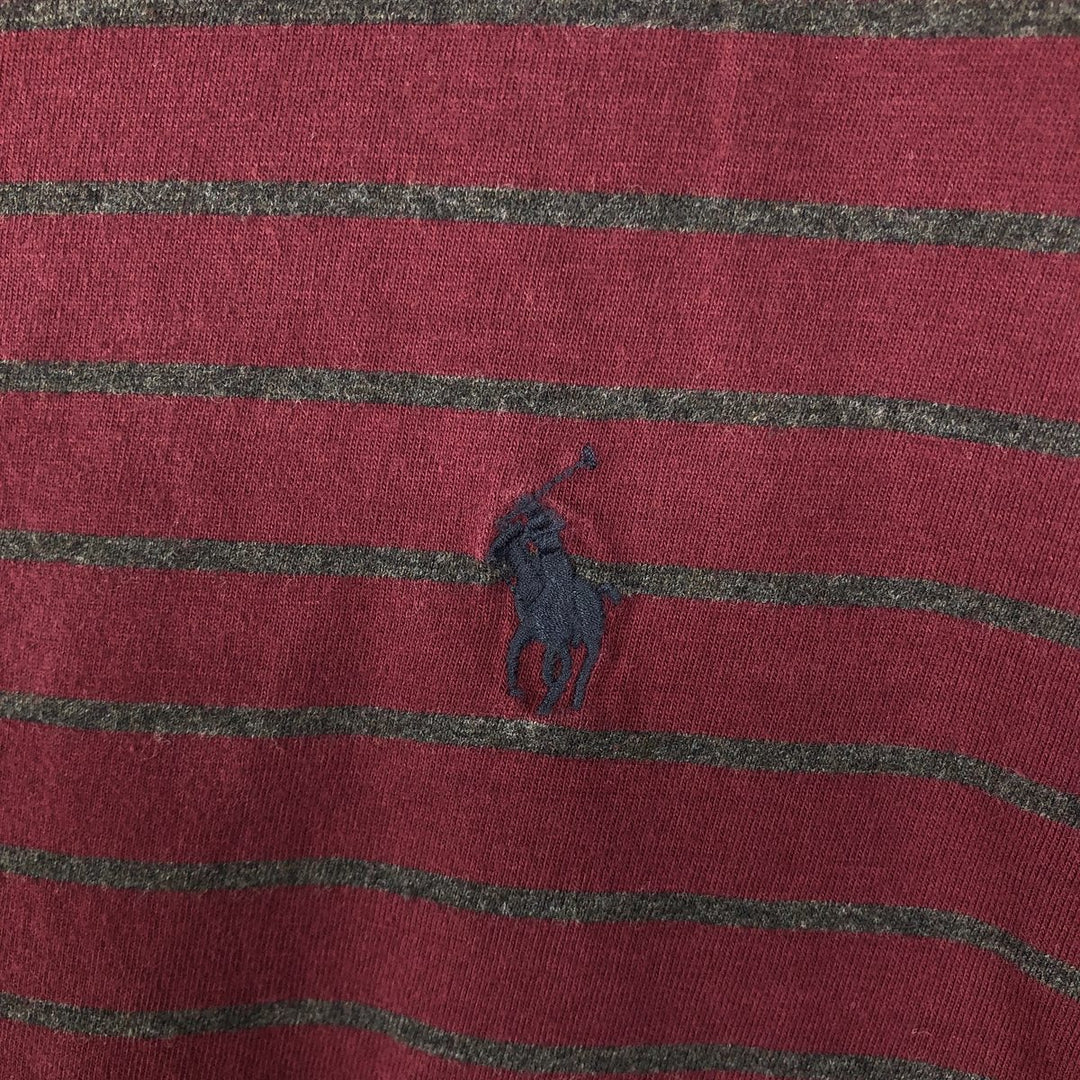 Ralph Lauren POLO RALPH LAUREN Short Sleeve Striped T-Shirt Men's Size L cotton Red type red-purple Vintage Second Hand