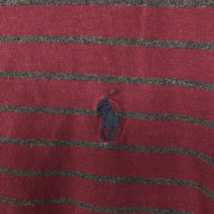 Ralph Lauren POLO RALPH LAUREN Short Sleeve Striped T-Shirt Men's Size L cotton Red type red-purple Vintage Second Hand