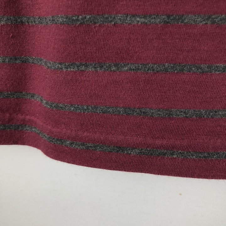 Ralph Lauren POLO RALPH LAUREN Short Sleeve Striped T-Shirt Men's Size L cotton Red type red-purple Vintage Second Hand