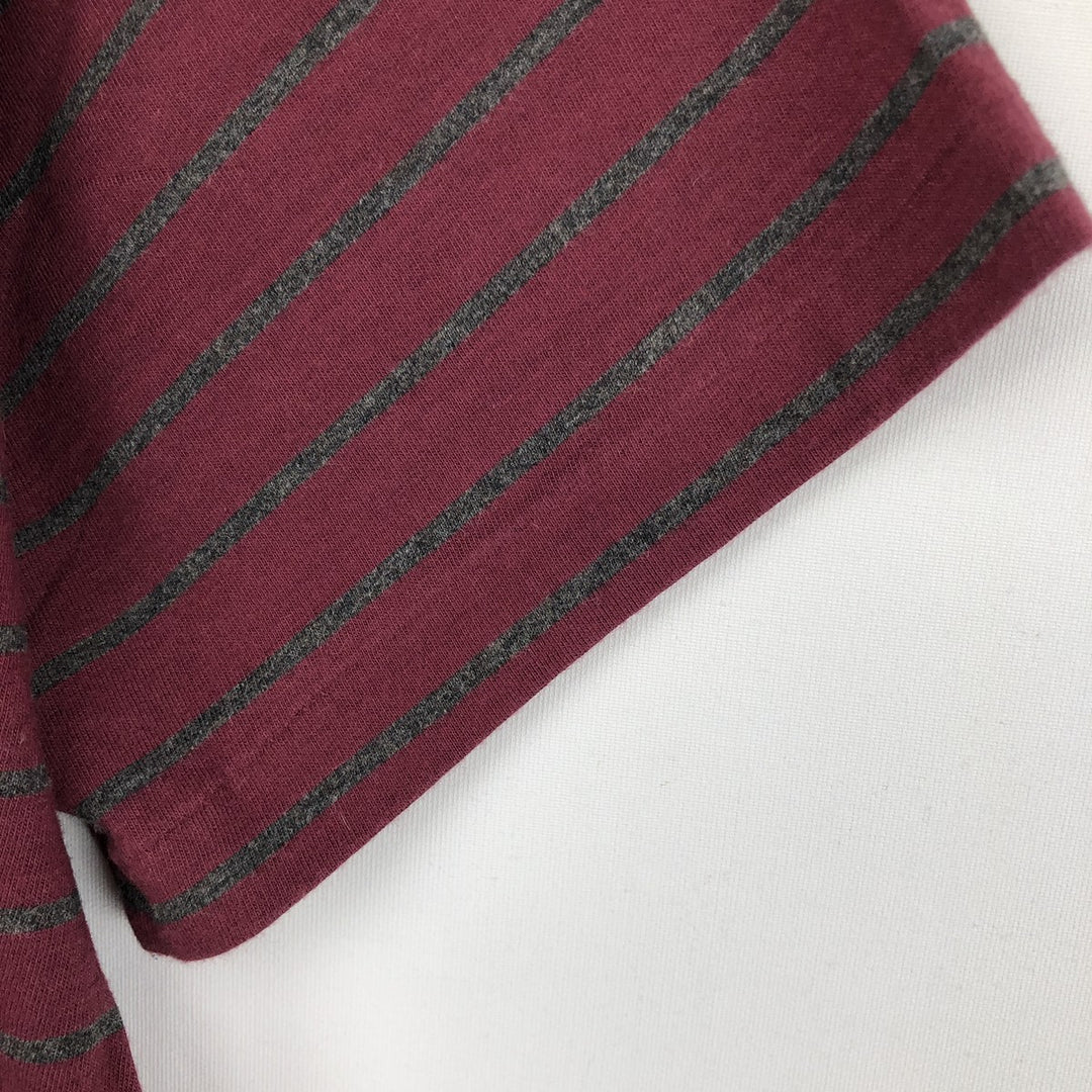 Ralph Lauren POLO RALPH LAUREN Short Sleeve Striped T-Shirt Men's Size L cotton Red type red-purple Vintage Second Hand