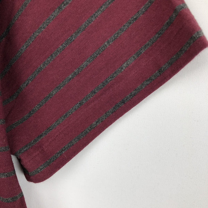 Ralph Lauren POLO RALPH LAUREN Short Sleeve Striped T-Shirt Men's Size L cotton Red type red-purple Vintage Second Hand
