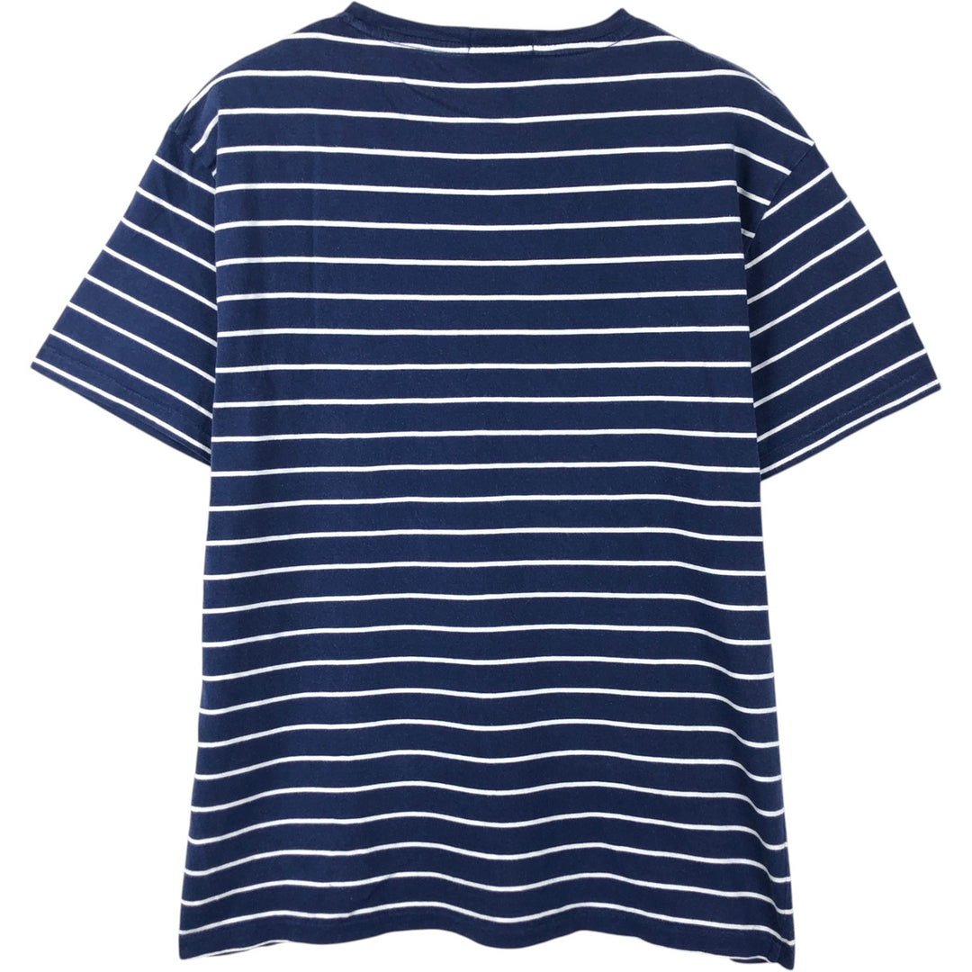 Ralph Lauren POLO RALPH LAUREN CUSTOM SLIM FIT short sleeve striped T-shirt men's size L cotton navy blue type Vintage Second Hand
